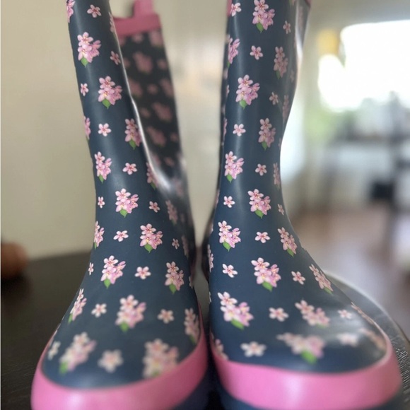 Laura Ashley Kids Floral Rain Boots - Pink and Black - Picture 1 of 5